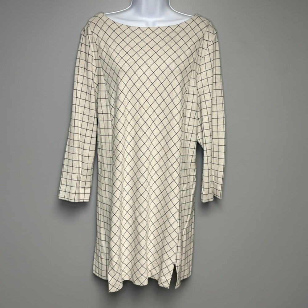 J. Jill Ponte Geometric Print Minimalist Casual Boho Ivory Tunic Top Sz XL